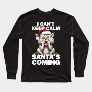 Funny Christmas saying, cute Christmas cat design Long Sleeve T-Shirt